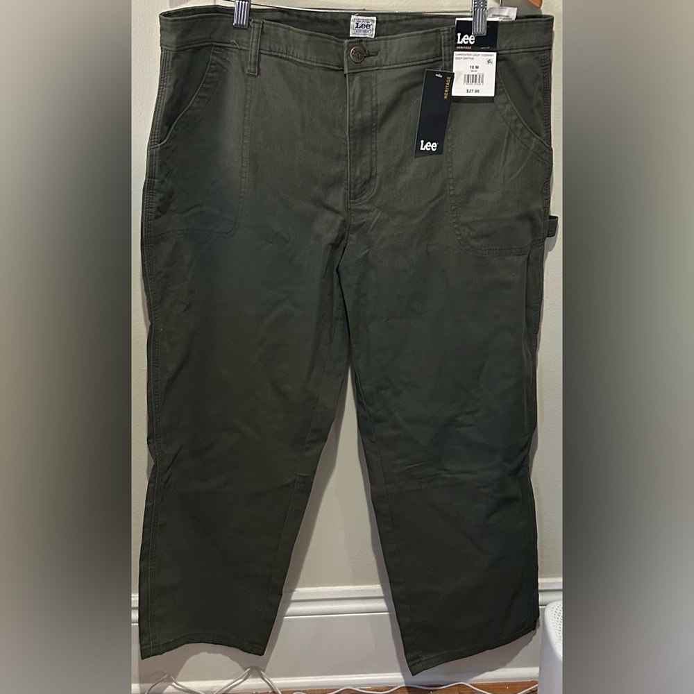 NWT Lee Heritage Olive Green Cropped Carpenter Pants SIZE 18 - Picture 5 of 5
